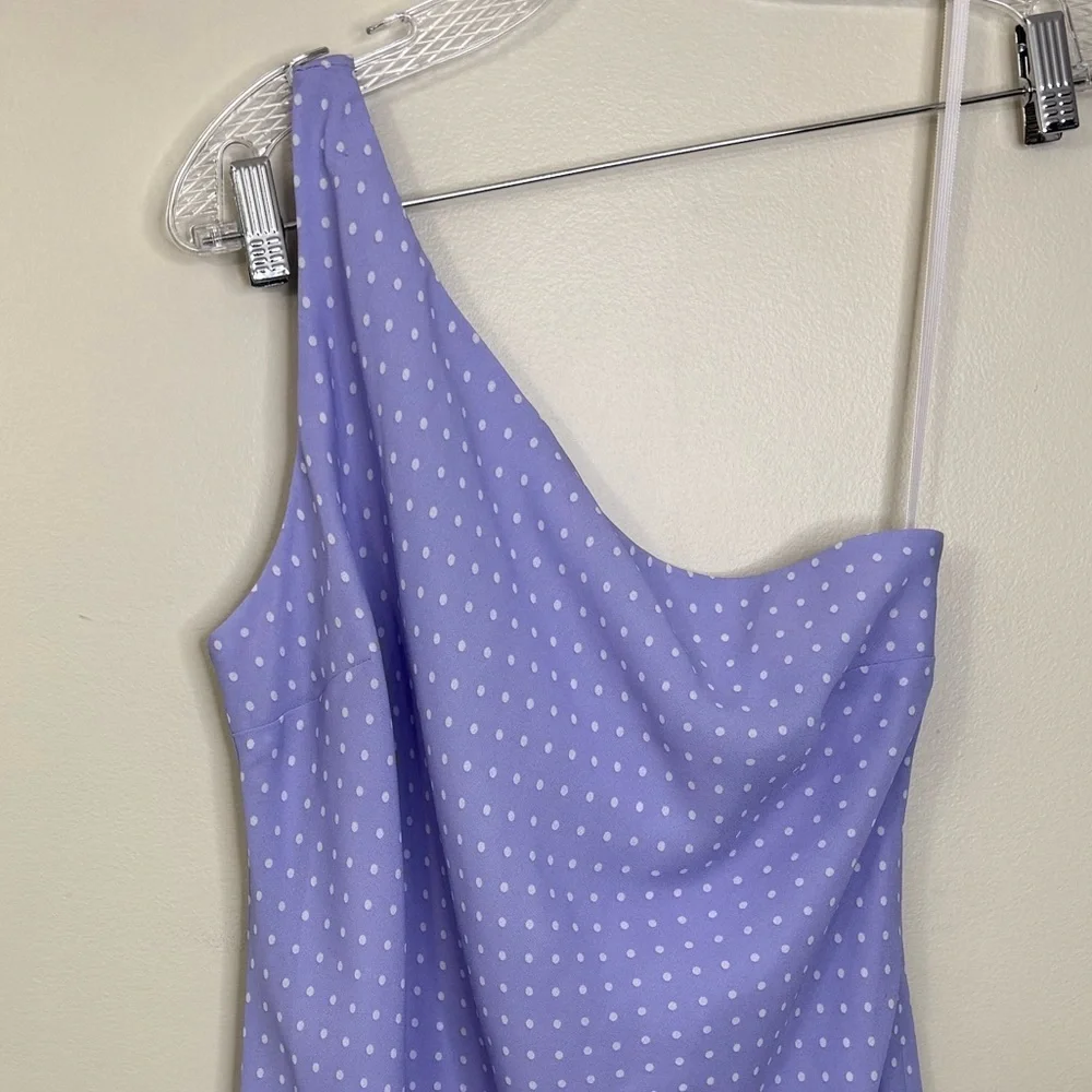 Reitmans Lilac One-Shoulder Polkadot Dress - Picture 4 of 12